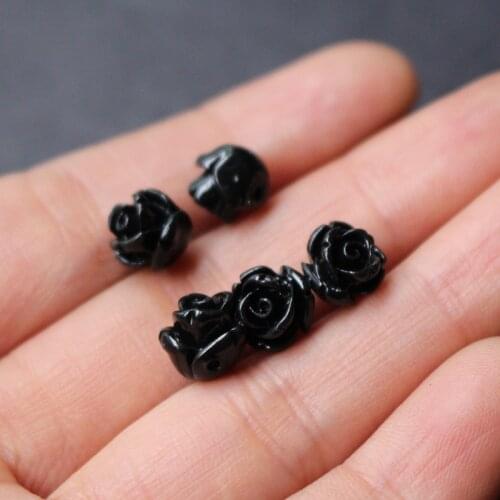 20pcs/Lot 8mm Artificial Coral Rose Beads Black Color Cabochon Loose Beads for Jewelry making DIY accessoires