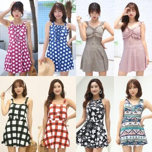 2021 New Conservative One-piece Womens Swimsuit Skirt-style Covering The Flesh, Thin and Small Chest Gathered Swimwear