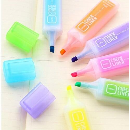 6Pcs/Set Large Capacity Highlighter Pen Water Color Fluorescent Ink Liquid Chalk Pen Marker For Student School Stationery