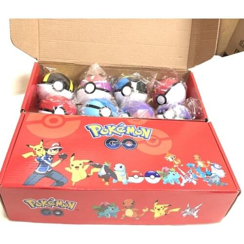 8Pcs/set Pokemon Pokeball Set Pop-up Elf Ball Toys TAKARA TOMY Original Pokemon Monster Elf Ball Pikachu Kid Gifts