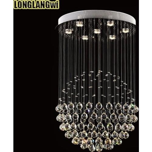 Large Crystal Lmap for Lobby Staircase Lustre Foyer Spherical ball modern LED chandelier crystal lamp living room lighting
