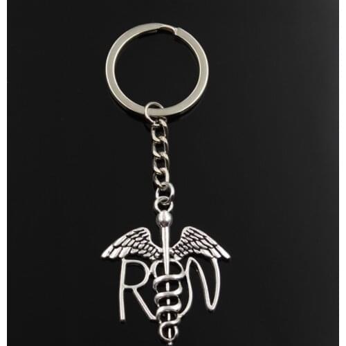 Fashion Keychain 43x37mm caduceus medical symbol silver color pendants DIY Men Jewelry Car Key Chain Ring Holder Souvenir Gift