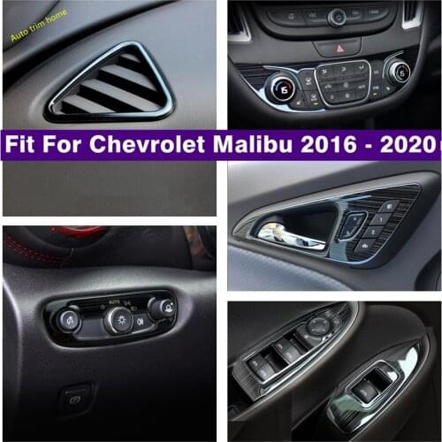 Black Brushed Door Bowl / Lift Button / Head Lights / Air AC Panel Cover Trim For Chevrolet Malibu 2016 - 2020 Accessories Coche