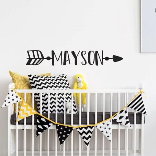 Personalized Name Wall Decal Boy with Arrow Boho Nursery Kids Room Wall Decor Custom Name sticker Arrow Tribal Crib Decor G324