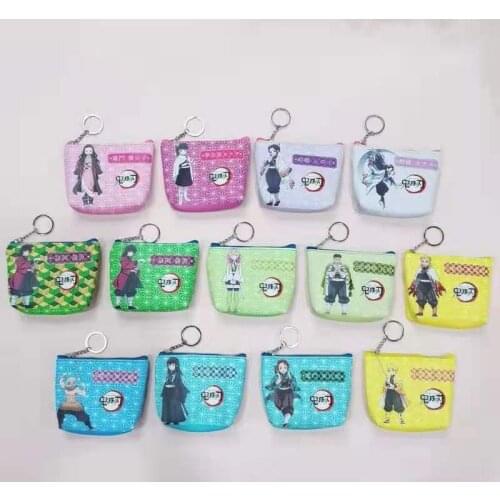 IVYYE 1PCS Kimetsu no Yaiba Anime Coin Purse Cartoon Change Bags Coins Wallet Card Key Storage Gift