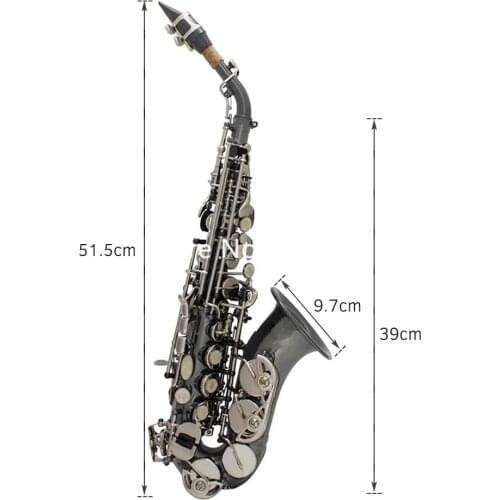 Custom logo Curved Soprano Saxophone B Flat Black Body Brass Woodwind instrument With Mouthpiece Case Free Shipping