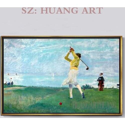 Hand drawn golf course LeRoy Neiman Modern Abstract Golf Suite Oil Painting on Canvas Poster Wall Art Picture For Living Room Ho