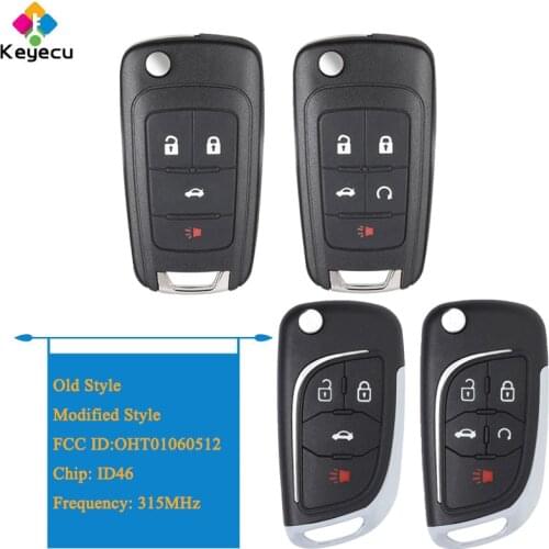 KEYECU Flip Remote Control Car Key With 4 5 Buttons 315MHz ID46 Chip - FOB for Chevrolet for GMC for Buick, FCC ID: OHT01060512