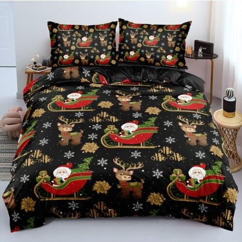 Duvet Cover and Pillowcase(s) Set Fater Christmas Dark Black Twin Quilt Covers Pillowcase Bedding Sets Bed Linen for easy-care
