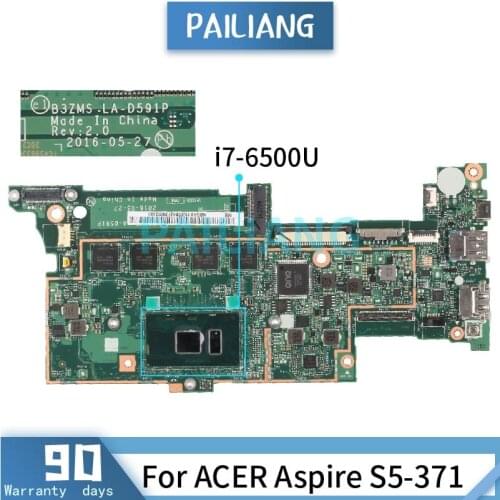 Mainboard For ACER Aspire S5-371 i7-6500U Laptop motherboard LA-D591P SR2EZ With RAM on board Tested OK