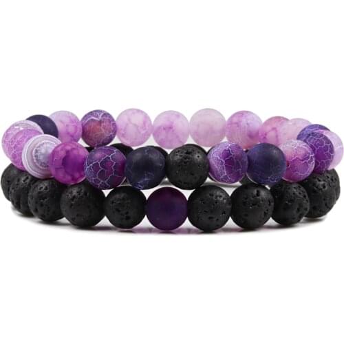 Fashion Natural Purple Weathered Stone Charm Bracelet Malachite Bangles Women Men Vintage Elastic Handmade Jewelry Bracelets