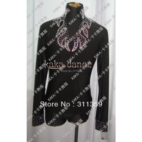 Man suit 100% New shine stones Competition Mans latin shirt-KAKA-M060-Custom made size