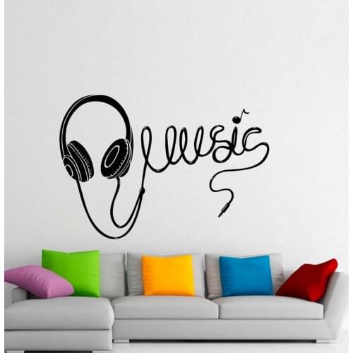 Music Headphones Wall Stickers Home Decoration Wall Art Decal Removable Living Room Wall Decals Decor