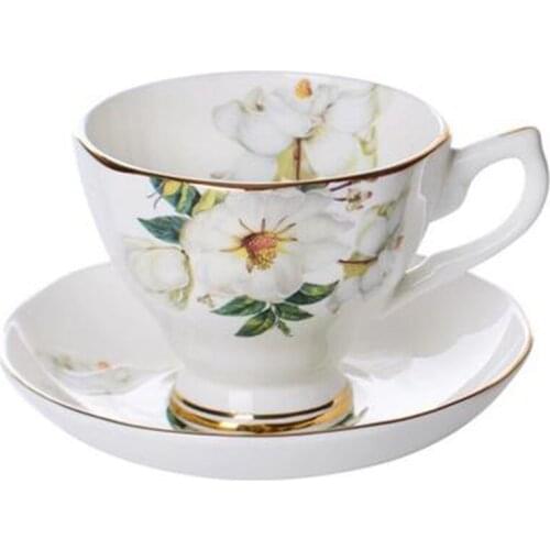 Flower Bird Tea Cup Set 170ml Creative Simple Ceramic Porcelain Dish Afternoon Coffee Cups Bone China Mugs With Saucer Spoon