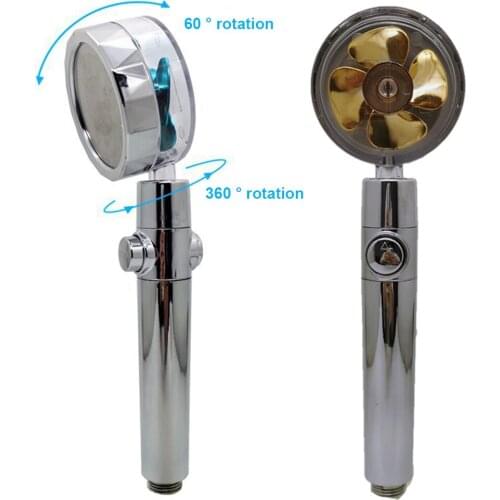 Shower Head Water Saving Flow 360 Degrees Rotating With Small Fan Aluminum alloy High Pressure spray Nozzle Bathroom Accessories