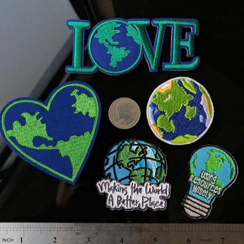 Love Earth Series Patch Badges Patches High Quality Embroidery Applique Iron on Patches for Clothes DIY T-shirt Jacket Stickers