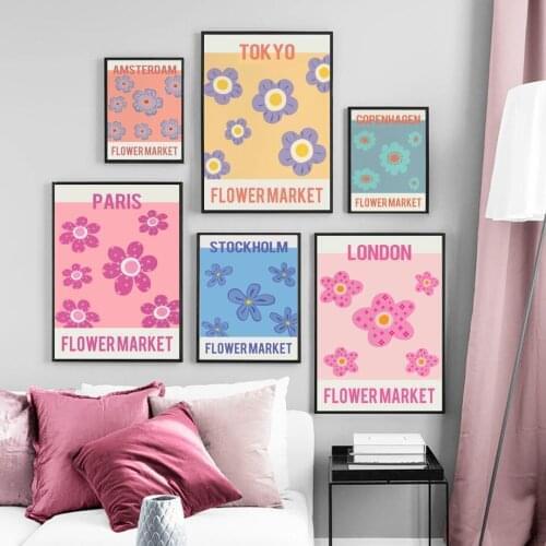 Daisy Flower Market Abstract Illustration Wall Art Canvas Painting Nordic Posters And Prints Wall Pictures For Living Room Decor