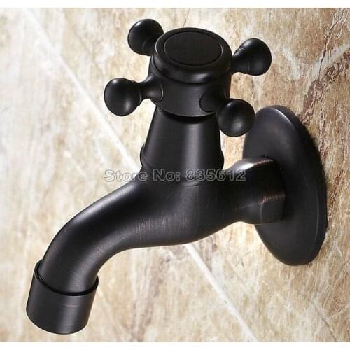 Wall Mounted Black Oil Rubbed Bronze Cross Handle Mop Pool Faucet / Laundry Sink Cold Water Tap Wav114