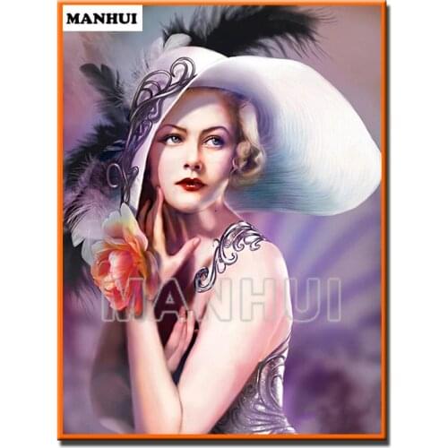 New DIY diamond embroidery Wearing hat beauty diamond painting cross stitch rhinestone mosaic home decoration gift MH550