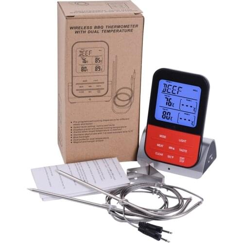 Upgraded Version Waterproof Wireless Barbecue Thermometer Dual Probes Kitchen Cooking Food Meat Electronic
