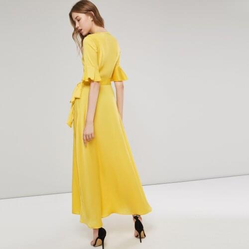 Boho Beach Maxi Dress Women Yellow Sexy Streetwear Travel Holiday Casual Deep V Split Long Dresses Sundress Summer Vestidos