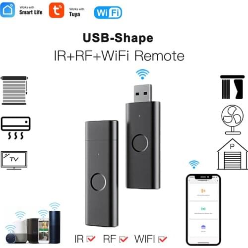 Smart Life Tuya WiFi RF+IR Universal Remote Controller USB Shape Smart Controller RF Appliances Work With Smart Life/TUYA App