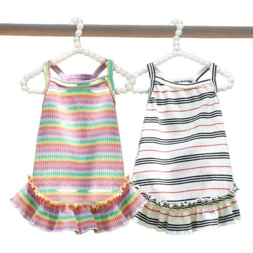 Spring Summer Dog Clothes Girl Dog Dress Striped Skirt Yorkshire Yorkies Pomeranian Shih Tzu maltese Poodle Bichon Pet Clothing