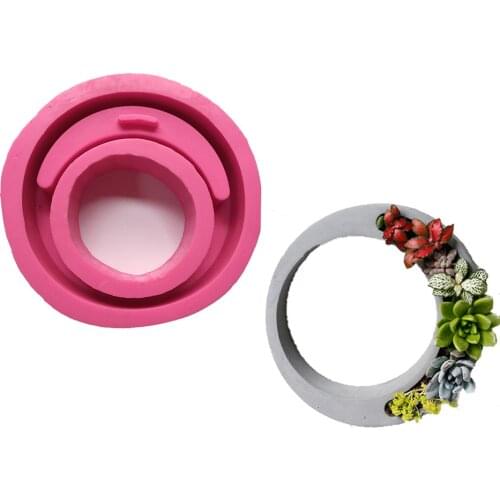 Silicone Flower Pot Mold Round Succlent Flower Pot Mold Cement Mold Handmade Gypsum Concrete Plants Pot Vase Mould Plaster