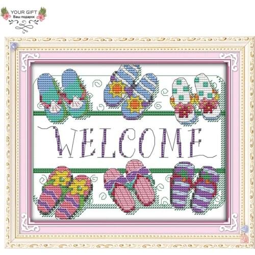Your Gift J402 14CT 11CT Counted and Stamped Home Decor Welcome Needlework Needlepoint Embroidery DIY Cross Stitch kits