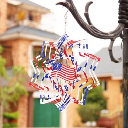 Wind Chimes Eye-catching Flag Pattern Plastic Rotating Hollow Design Beautiful Windmills Bell Vibrant Color Ornaments Supplies