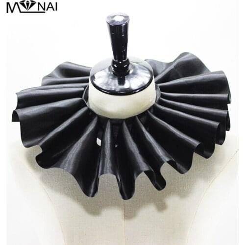 Victorian Collar Ruffles Neck Ruff Vintage Black Satin Ruffled Collar Dress-up Cosplay Accessory