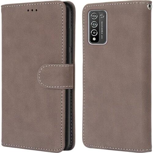 Vintage Matte Wallet Case For Honor 10X Lite PU Leather Flip Stand Magnetic Protective Shell with Card Holder