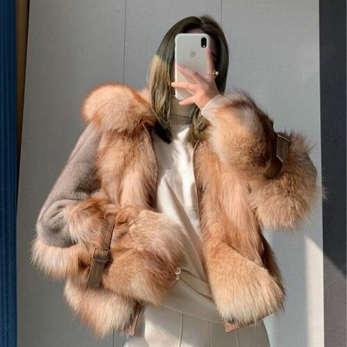 2020 Winter Women Clothes Fox Collar Mink Coat Warm Parka Real Fur Abrigo Mujer S19201 YY2243