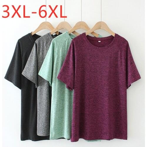 New 2021 summer Korea plus size tops for women large loose casual short sleeve O neck T-shirt purple green gray 3XL 4XL 5XL 6XL