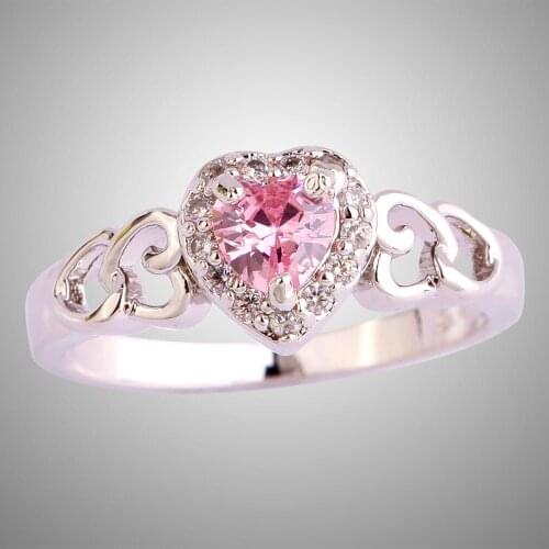 Lingmei Wedding Rings Love Heart for Women Fashion Anniversary Zircon Jewelry Silver Color Ring Size 6-13 Christmas Gifts Trendy