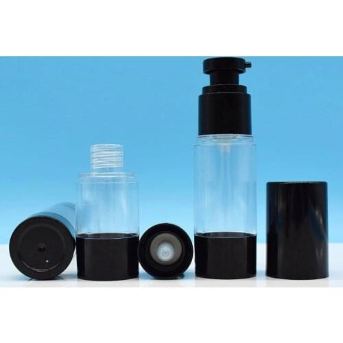 10pcs 15ml 30ml 50ml Airless Pump Bottles Black Lotion Cream Vacuum Cosmetic Container Empty Airless Lotion Dispenser Bottle