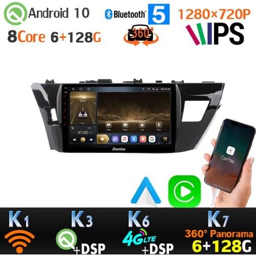 1280*720P Android 10.0 PX6 4G+64G Car Radio GPS Player For Toyota Corolla Levin E160 E170 E180 360 Panoramic Camera 4G LTE WiFi