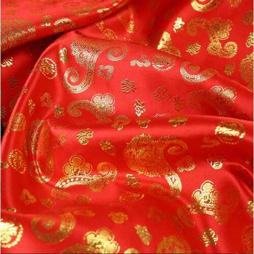 150cm*100cm Metallic antique brocade fabric costume clothing fabric festive scene layout fabric word blessing quality red fabric