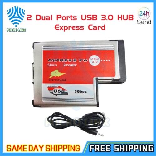2 Dual Ports USB 3.0 HUB Express Card ExpressCard 54mm Hidden Inside USB3.0 Adapter ASMedia ASM1042 Chip For Laptop Notebook NEW