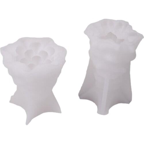 2 Pcs/Set 3D Christmas Tree Candle Epoxy Resin Mold Aromatherapy Plaster Silicone Mould DIY Crafts Jewelry Home Decoration B03B