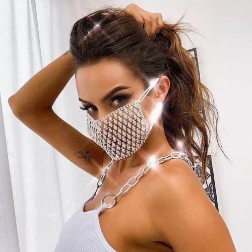 2020 luxury trend fashion crystal mask shiny Rhinestone Jewelry mesh elegant noble party crystal mask Valentines Day gift