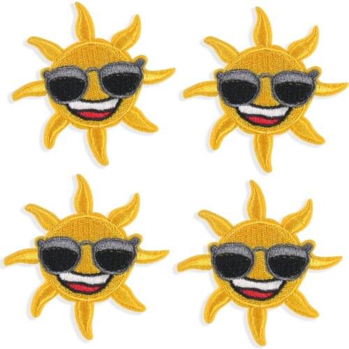5PCS Cute Sun Sunglasses Patches DIY Embroidery Applique Iron on Patches for Clothing Accessories Kids Women Clothes Stickers