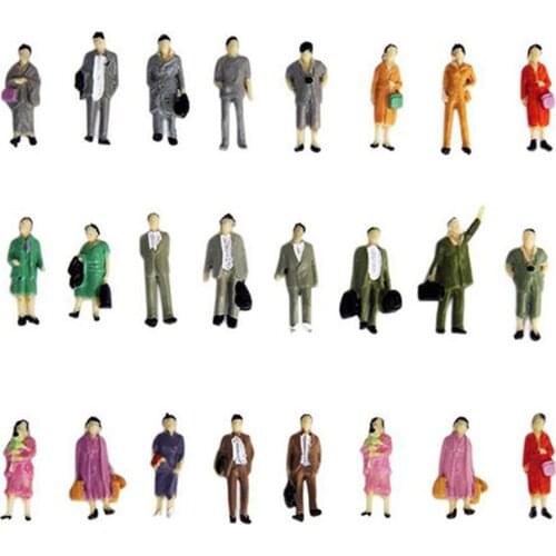 50Pcs 1:87 HO Scale Color People Figures Standing Model Train Railway Layout