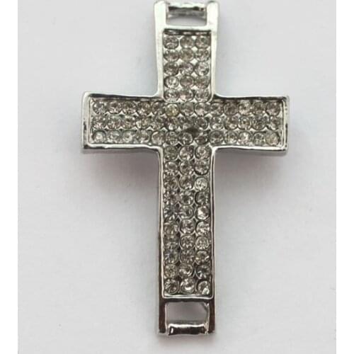8PCS Clear Pave Rhinestone Cross Link Connectors 40.5x24.5mm #22883