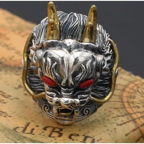 925 STERLING SILVER Mens dragon punk Jewelry Ring jewelry A1997