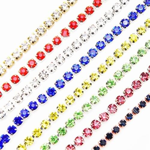 DIY Sewing Trim Crystal Fix Rhinestone Chain Tape Applicator Ribbon Iron On Appliques For Craft Sewing Clothes Accessories