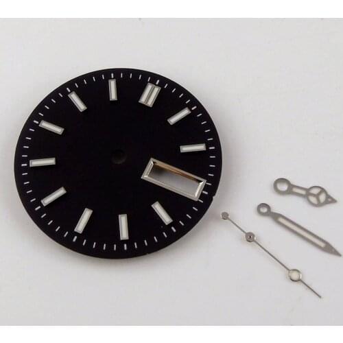 29mm Watch Dial Watch Face With Hands Fit For NH36/NH36A Date/Day Calendar Window Black