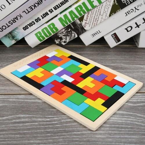 Kids 3D Puzzle Wooden Blocks Tangram Toys Kits Children Tetris Games Learning Educational Sets Jigsaw Board Baby Boy Girls Gifts