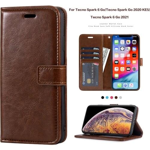 PU Leather Flip Case For Tecno Spark 6 Go Silicone Photo Frame Case Wallet Cover For Tecno Spark Go 2020 KE5 Business Case