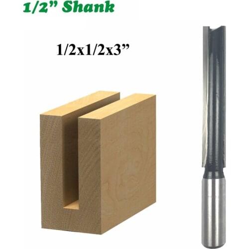 1PC 1/2" 12.7MM Shank Milling Cutter Wood Carving Extra Long Straight Router Bit 3" Blade 1/2" Cutting Flush Trimming Milling
